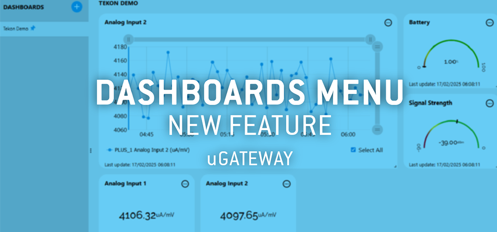 Dashboards Menu on the uGateway software