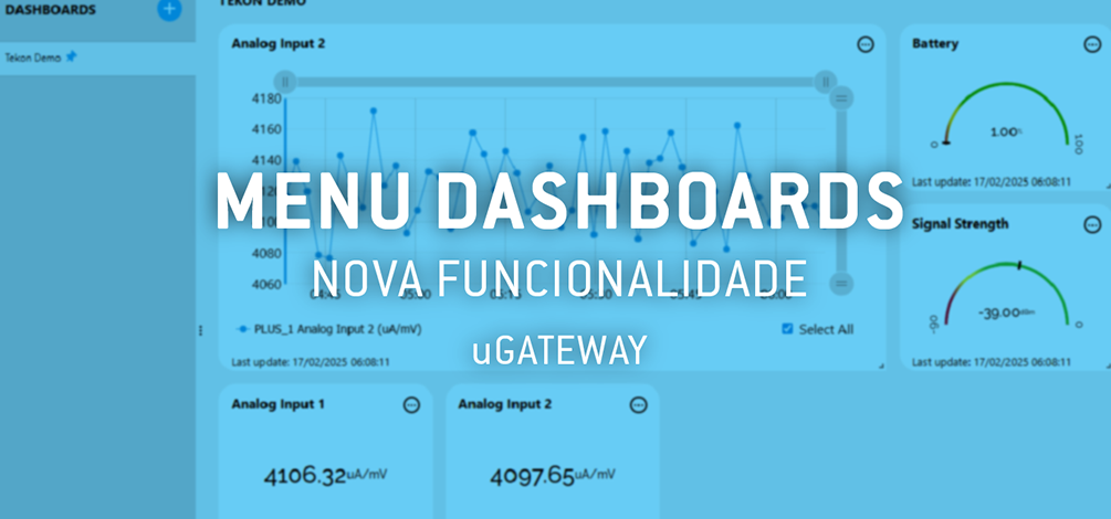 Menu Dashboards no software do uGateway